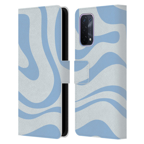 Kierkegaard Design Studio Art Blue Abstract Swirl Pattern Leather Book Wallet Case Cover For OPPO A54 5G
