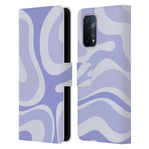 Kierkegaard Design Studio Art Modern Liquid Swirl Purple Leather Book Wallet Case Cover For OPPO A54 5G
