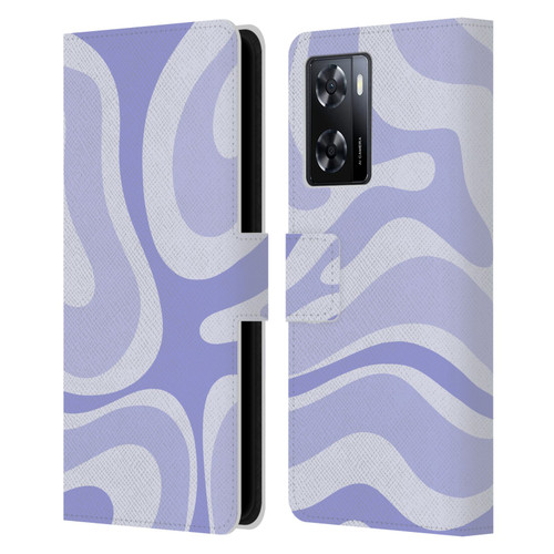 Kierkegaard Design Studio Art Modern Liquid Swirl Purple Leather Book Wallet Case Cover For OPPO A57s