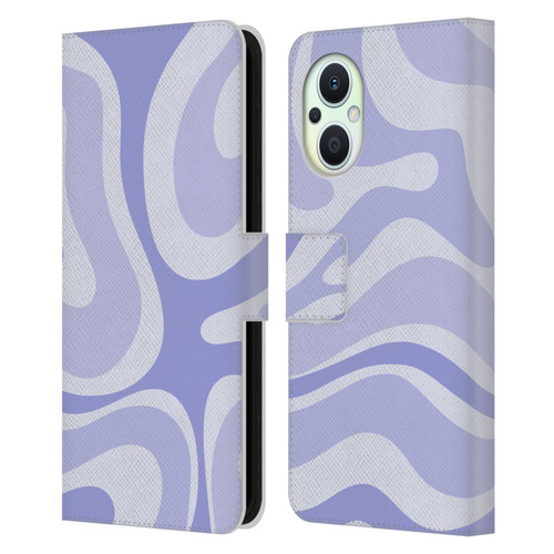 Kierkegaard Design Studio Art Modern Liquid Swirl Purple Leather Book Wallet Case Cover For OPPO Reno8 Lite