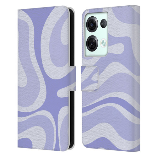 Kierkegaard Design Studio Art Modern Liquid Swirl Purple Leather Book Wallet Case Cover For OPPO Reno8 Pro
