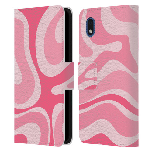 Kierkegaard Design Studio Art Modern Liquid Swirl Candy Pink Leather Book Wallet Case Cover For Samsung Galaxy A01 Core (2020)