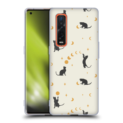 Episodic Drawing Pattern Cat And Moon Soft Gel Case for OPPO Find X2 Pro 5G