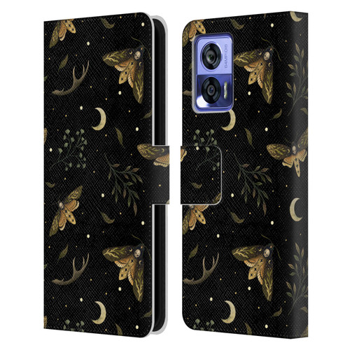 Episodic Drawing Pattern Death Head Moth Leather Book Wallet Case Cover For Motorola Edge 30 Neo 5G