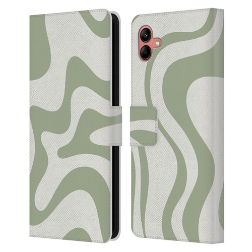 Kierkegaard Design Studio Art Retro Liquid Swirl Sage Green Leather Book Wallet Case Cover For Samsung Galaxy A04 (2022)