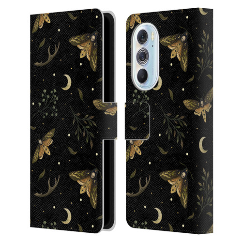 Episodic Drawing Pattern Death Head Moth Leather Book Wallet Case Cover For Motorola Edge X30