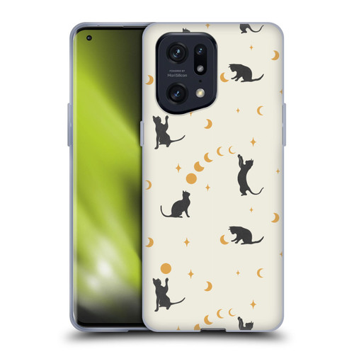 Episodic Drawing Pattern Cat And Moon Soft Gel Case for OPPO Find X5 Pro