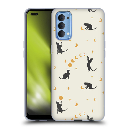 Episodic Drawing Pattern Cat And Moon Soft Gel Case for OPPO Reno 4 5G