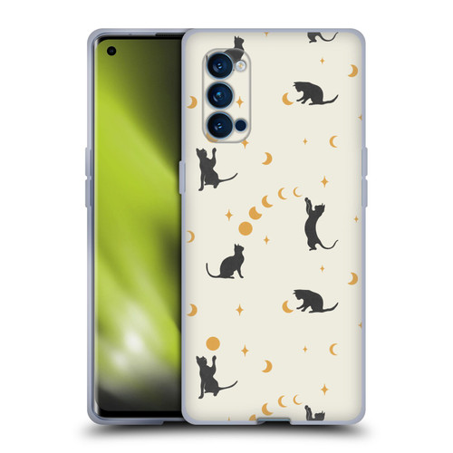 Episodic Drawing Pattern Cat And Moon Soft Gel Case for OPPO Reno 4 Pro 5G