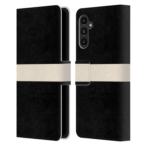 Kierkegaard Design Studio Art Stripe Minimalist Black Cream Leather Book Wallet Case Cover For Samsung Galaxy A13 5G (2021)