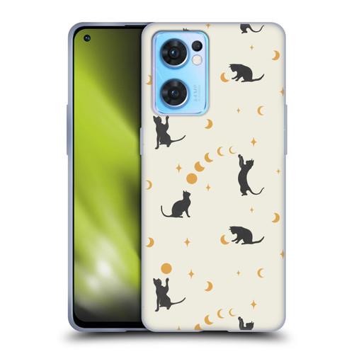 Episodic Drawing Pattern Cat And Moon Soft Gel Case for OPPO Reno7 5G / Find X5 Lite
