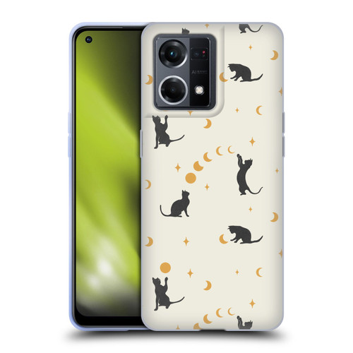 Episodic Drawing Pattern Cat And Moon Soft Gel Case for OPPO Reno8 4G