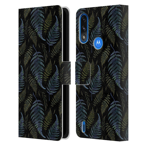 Episodic Drawing Pattern Leaves Leather Book Wallet Case Cover For Motorola Moto E7 Power / Moto E7i Power
