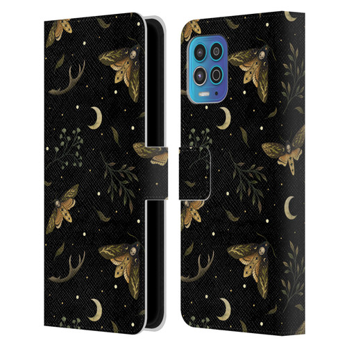 Episodic Drawing Pattern Death Head Moth Leather Book Wallet Case Cover For Motorola Moto G100