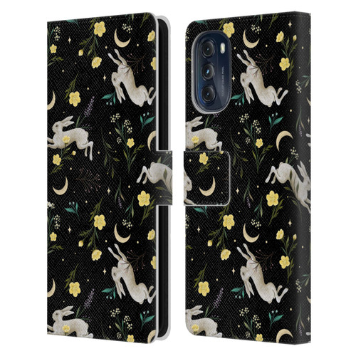 Episodic Drawing Pattern Bunny Night Leather Book Wallet Case Cover For Motorola Moto G (2022)