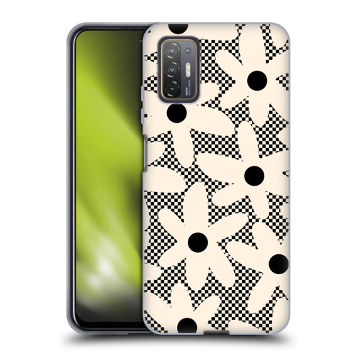 Kierkegaard Design Studio Retro Abstract Patterns Daisy Black Cream Dots Check Soft Gel Case for HTC Desire 21 Pro 5G