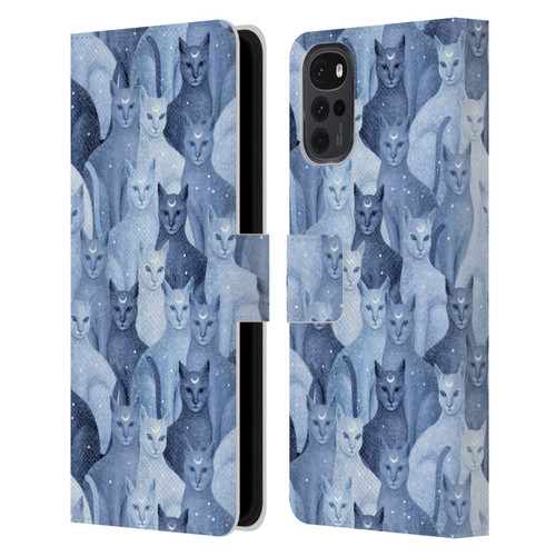 Episodic Drawing Pattern Cats Leather Book Wallet Case Cover For Motorola Moto G22