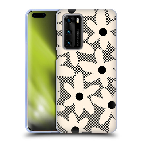 Kierkegaard Design Studio Retro Abstract Patterns Daisy Black Cream Dots Check Soft Gel Case for Huawei P40 5G