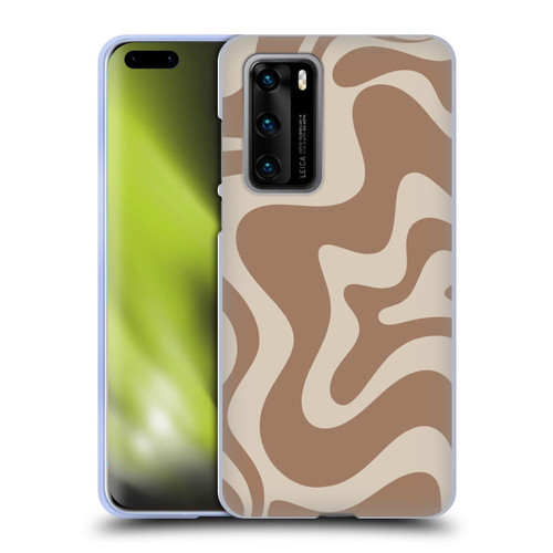 Kierkegaard Design Studio Retro Abstract Patterns Milk Brown Beige Swirl Soft Gel Case for Huawei P40 5G