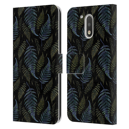 Episodic Drawing Pattern Leaves Leather Book Wallet Case Cover For Motorola Moto G41