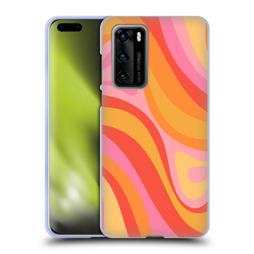 Kierkegaard Design Studio Retro Abstract Patterns Pink Orange Yellow Swirl Soft Gel Case for Huawei P40 5G