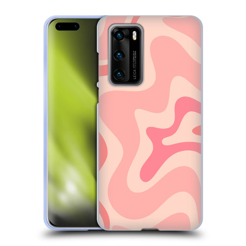Kierkegaard Design Studio Retro Abstract Patterns Soft Pink Liquid Swirl Soft Gel Case for Huawei P40 5G