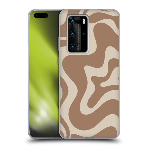 Kierkegaard Design Studio Retro Abstract Patterns Milk Brown Beige Swirl Soft Gel Case for Huawei P40 Pro / P40 Pro Plus 5G
