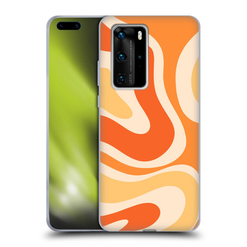 Kierkegaard Design Studio Retro Abstract Patterns Modern Orange Tangerine Swirl Soft Gel Case for Huawei P40 Pro / P40 Pro Plus 5G