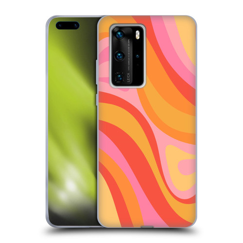 Kierkegaard Design Studio Retro Abstract Patterns Pink Orange Yellow Swirl Soft Gel Case for Huawei P40 Pro / P40 Pro Plus 5G