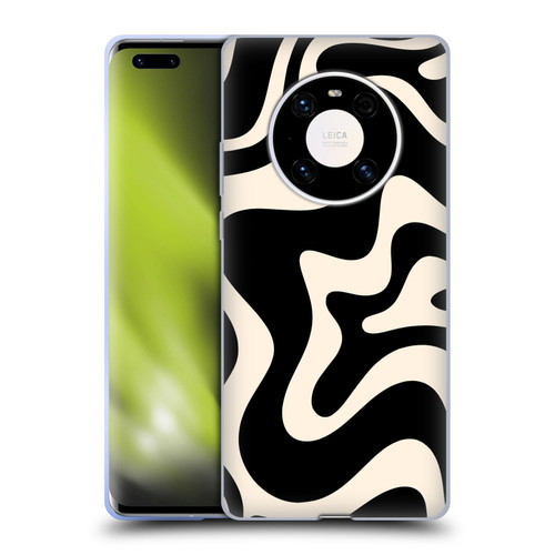 Kierkegaard Design Studio Retro Abstract Patterns Black Almond Cream Swirl Soft Gel Case for Huawei Mate 40 Pro 5G