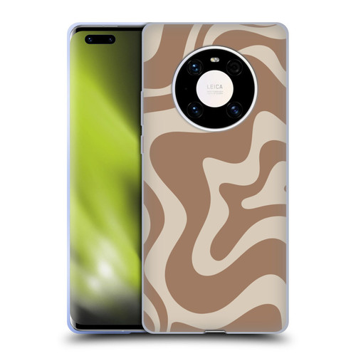 Kierkegaard Design Studio Retro Abstract Patterns Milk Brown Beige Swirl Soft Gel Case for Huawei Mate 40 Pro 5G