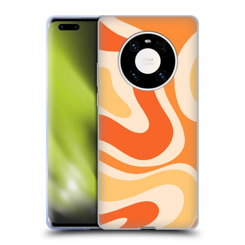 Kierkegaard Design Studio Retro Abstract Patterns Modern Orange Tangerine Swirl Soft Gel Case for Huawei Mate 40 Pro 5G