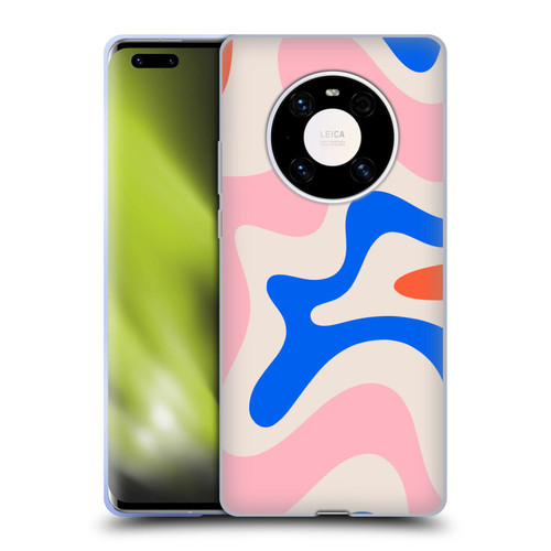 Kierkegaard Design Studio Retro Abstract Patterns Pink Blue Orange Swirl Soft Gel Case for Huawei Mate 40 Pro 5G