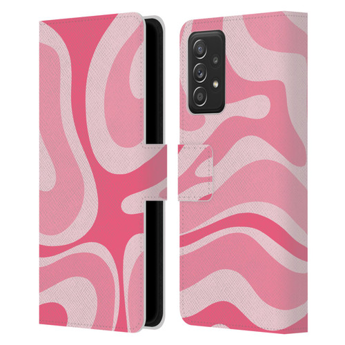 Kierkegaard Design Studio Art Modern Liquid Swirl Candy Pink Leather Book Wallet Case Cover For Samsung Galaxy A52 / A52s / 5G (2021)