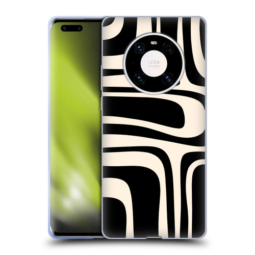 Kierkegaard Design Studio Retro Abstract Patterns Palm Springs Black Cream Soft Gel Case for Huawei Mate 40 Pro 5G