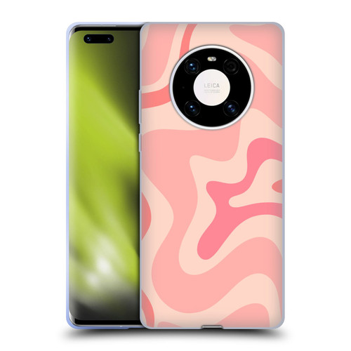Kierkegaard Design Studio Retro Abstract Patterns Soft Pink Liquid Swirl Soft Gel Case for Huawei Mate 40 Pro 5G