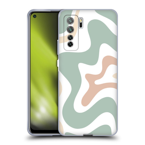 Kierkegaard Design Studio Retro Abstract Patterns Celadon Sage Swirl Soft Gel Case for Huawei Nova 7 SE/P40 Lite 5G