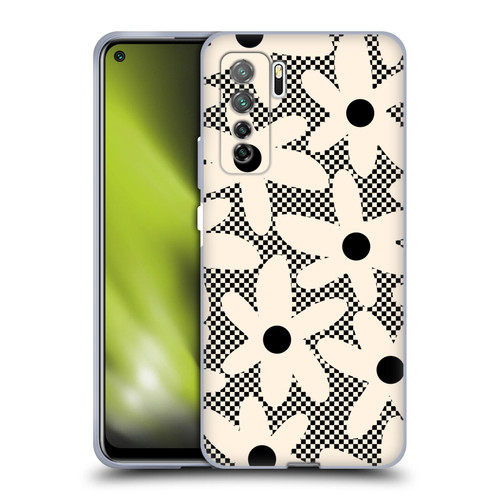 Kierkegaard Design Studio Retro Abstract Patterns Daisy Black Cream Dots Check Soft Gel Case for Huawei Nova 7 SE/P40 Lite 5G