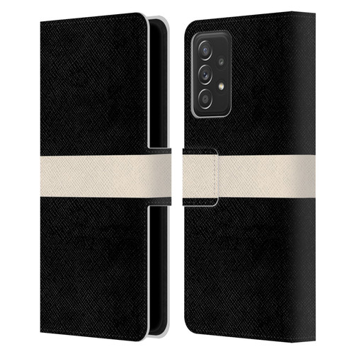 Kierkegaard Design Studio Art Stripe Minimalist Black Cream Leather Book Wallet Case Cover For Samsung Galaxy A53 5G (2022)