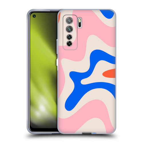 Kierkegaard Design Studio Retro Abstract Patterns Pink Blue Orange Swirl Soft Gel Case for Huawei Nova 7 SE/P40 Lite 5G