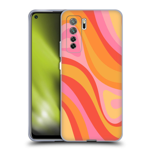 Kierkegaard Design Studio Retro Abstract Patterns Pink Orange Yellow Swirl Soft Gel Case for Huawei Nova 7 SE/P40 Lite 5G