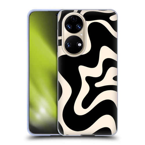 Kierkegaard Design Studio Retro Abstract Patterns Black Almond Cream Swirl Soft Gel Case for Huawei P50