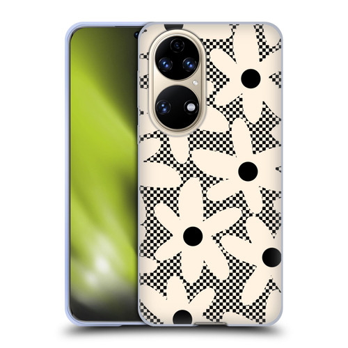 Kierkegaard Design Studio Retro Abstract Patterns Daisy Black Cream Dots Check Soft Gel Case for Huawei P50