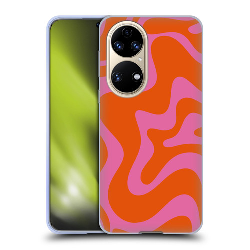 Kierkegaard Design Studio Retro Abstract Patterns Hot Pink Orange Swirl Soft Gel Case for Huawei P50