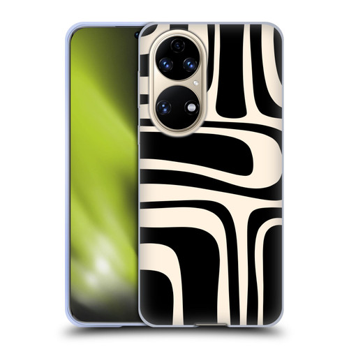 Kierkegaard Design Studio Retro Abstract Patterns Palm Springs Black Cream Soft Gel Case for Huawei P50