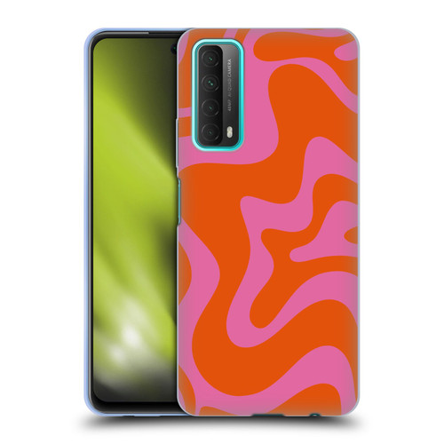 Kierkegaard Design Studio Retro Abstract Patterns Hot Pink Orange Swirl Soft Gel Case for Huawei P Smart (2021)