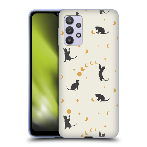 Episodic Drawing Pattern Cat And Moon Soft Gel Case for Samsung Galaxy A32 5G / M32 5G (2021)
