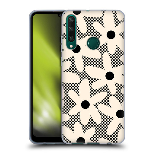 Kierkegaard Design Studio Retro Abstract Patterns Daisy Black Cream Dots Check Soft Gel Case for Huawei Y6p