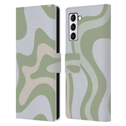 Kierkegaard Design Studio Art Retro Swirl Abstract Sage Leather Book Wallet Case Cover For Samsung Galaxy S21+ 5G