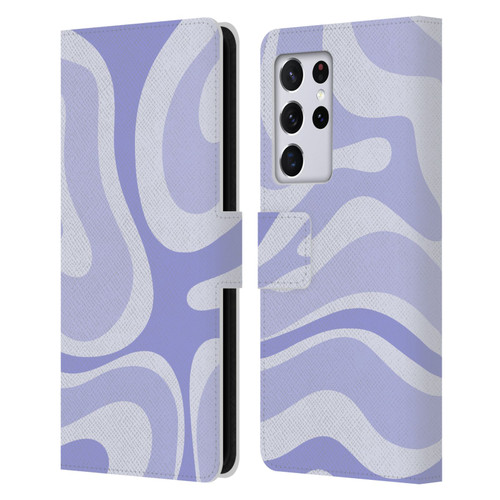 Kierkegaard Design Studio Art Modern Liquid Swirl Purple Leather Book Wallet Case Cover For Samsung Galaxy S21 Ultra 5G